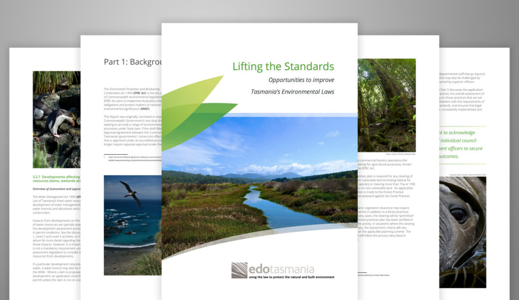 Desktop Publishing by Brave Agency for EDO Tasmania Legal Guide Digital Document 'Lifting the Standards'