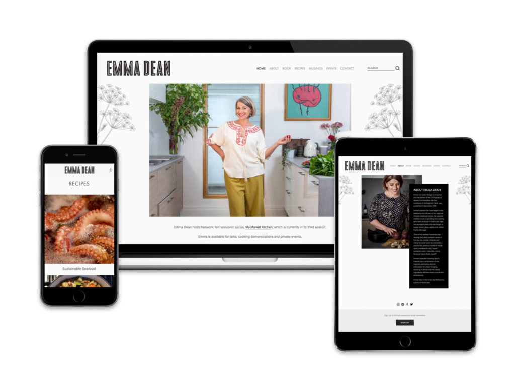 Brave Agency makes easy websites, like this one for Australian Masterchef Winner, Emma Dean.